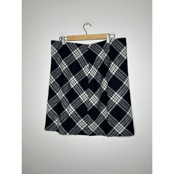 Talbots Women Black Buffalo Plaid Checkered Pencil Skirt Wool Blend Size 12 - Picture 5 of 10